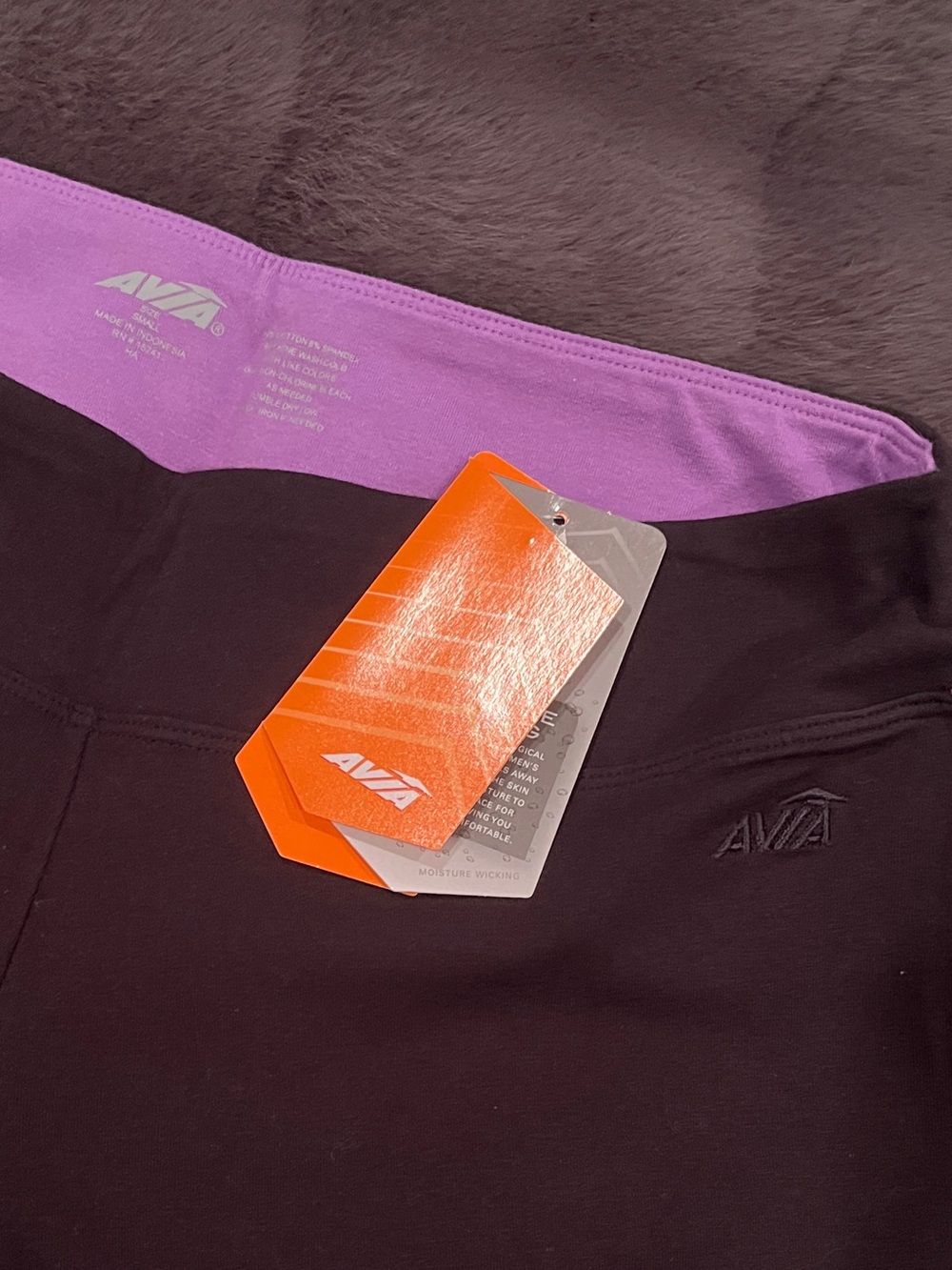 AVIA Active Shorts - Moisture Wicking - Black with Purple Trim - Small (S) - Picture 3 of 5